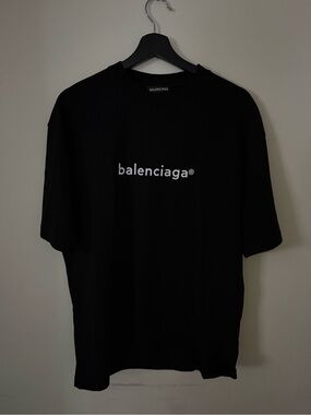 Balenciaga Copyright Logo T-Shirt Black Oversized Tee Size XS